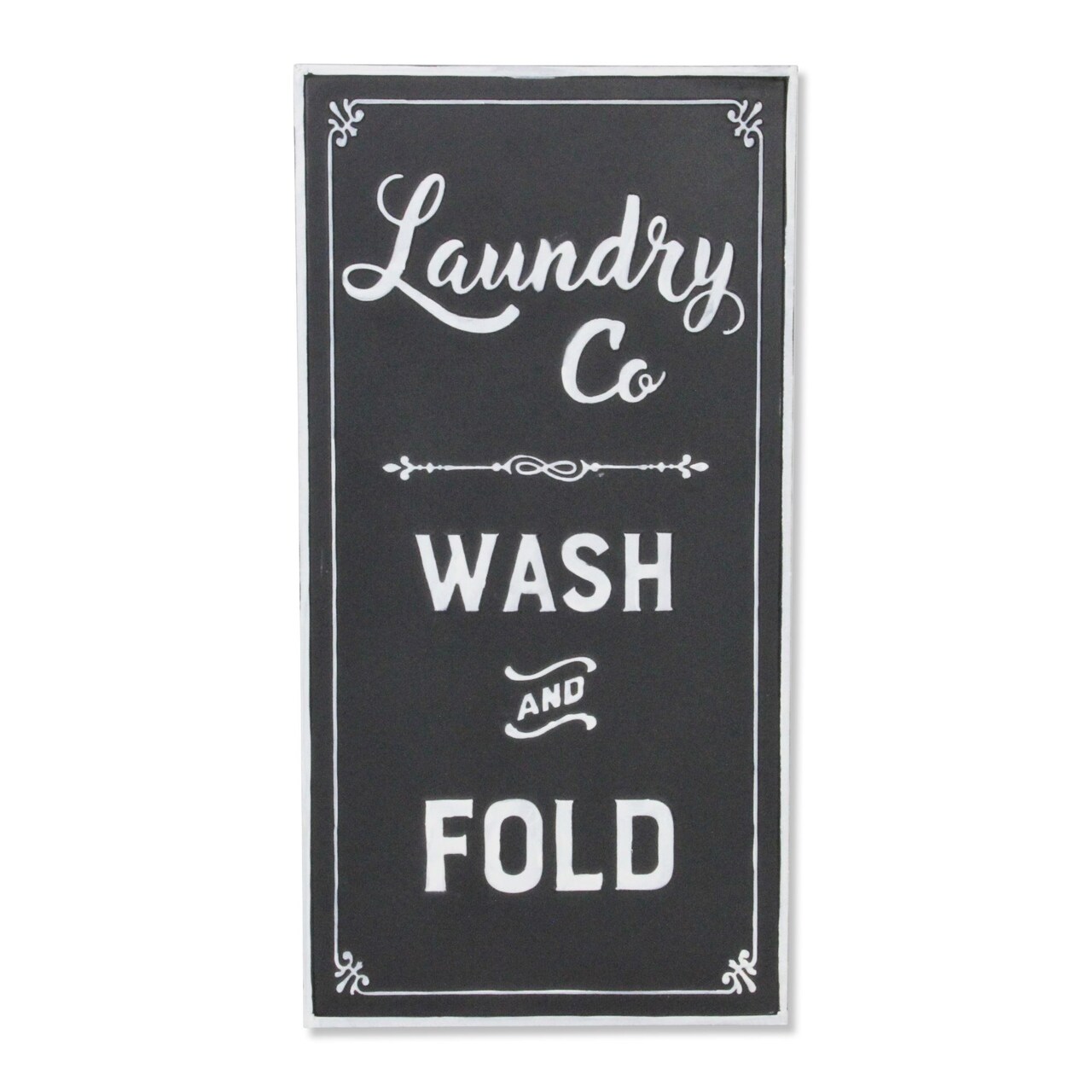 Contemporary Home Living 24.25” Black and White Vertical Laundry Themed Wall Sign